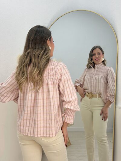 Camisa romance rosa