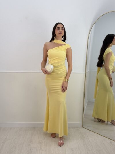 VESTIDO CHOKER ASIMÉTRICO AMARILLO