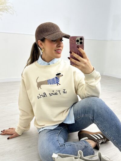 Sudadera teckel Paris crudo