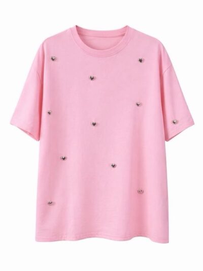 Camiseta corazones rosa