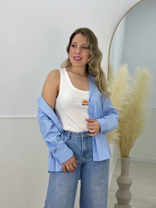 Camisa combinada 2 piezas azul