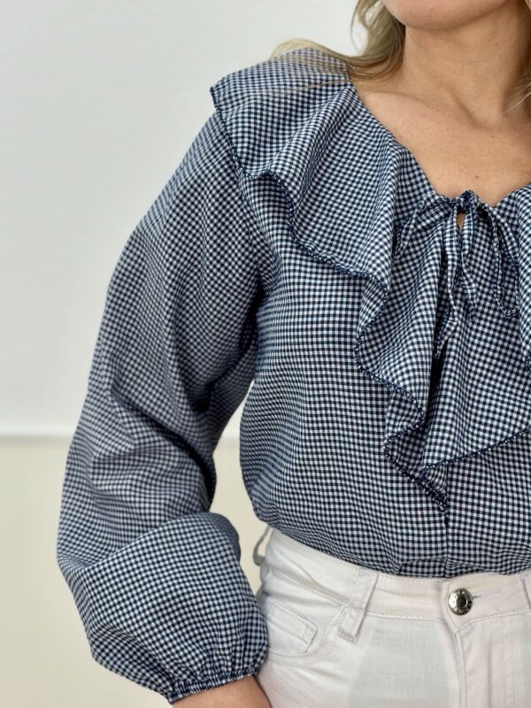 Blusa vichy azul - Imagen 2