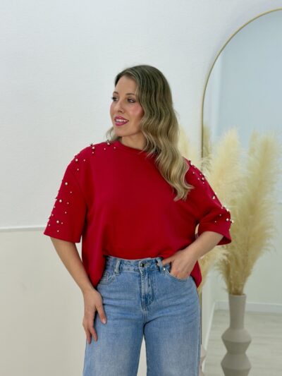 Camiseta tachas roja