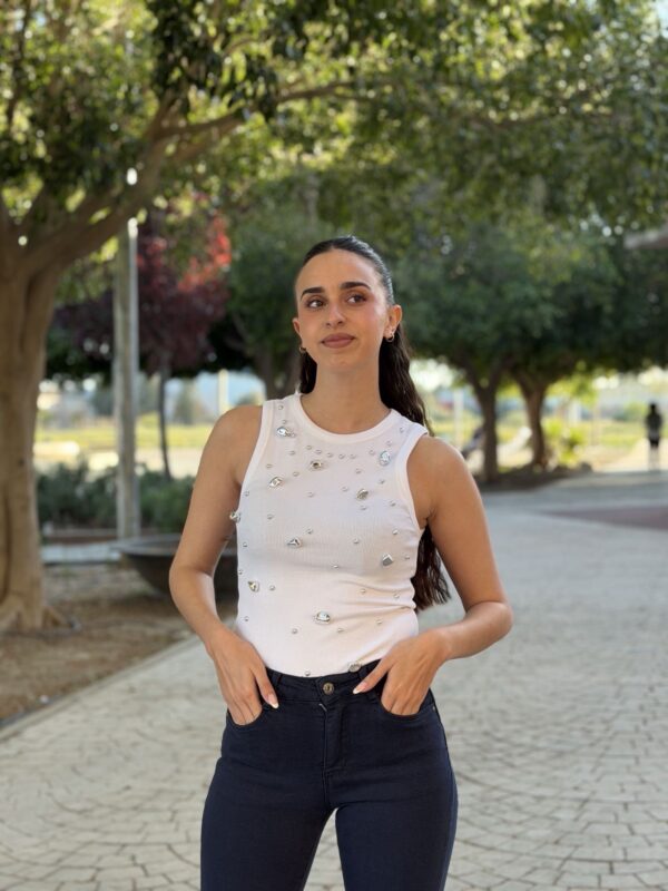 Camiseta canalé joya blanca