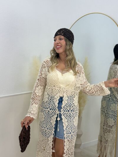Kimono Crochet Boho Largo