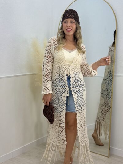 Kimono Crochet Boho Largo
