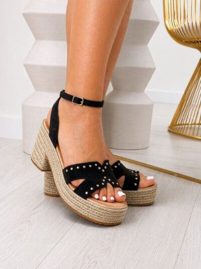 Sandalia yute tachas negra