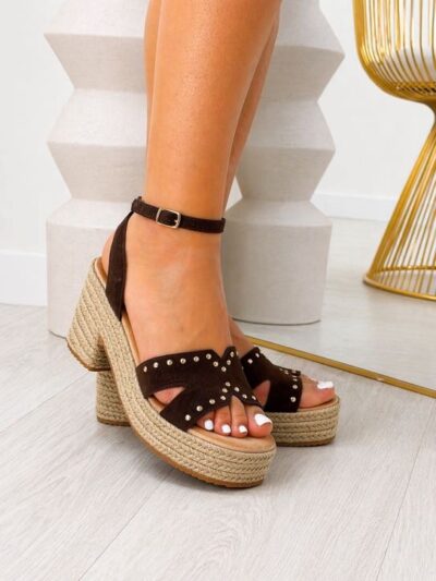 Sandalia yute tachas chocolate