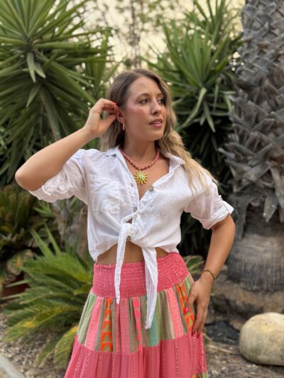 Camisa PURO LINO crop blanca