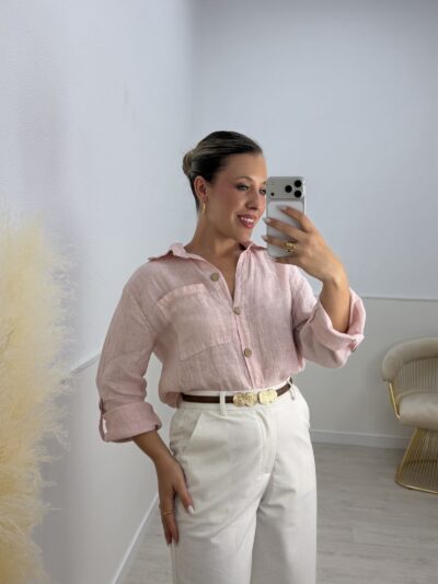 Camisa lino rosa