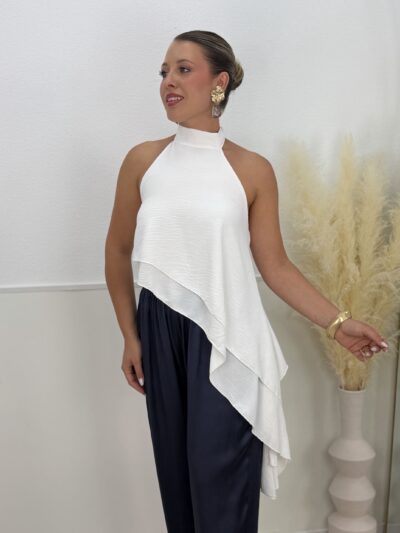 Top halter asimétrico blanco