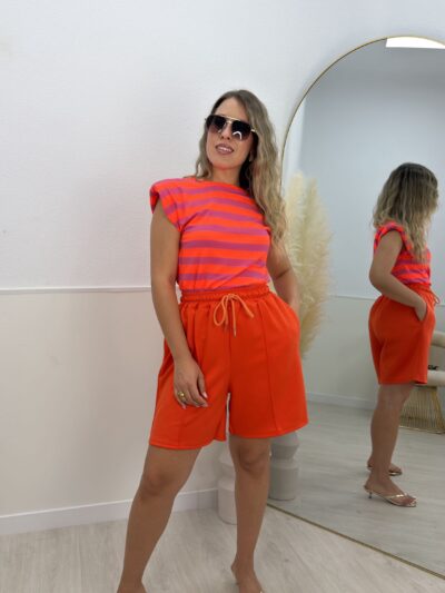Camiseta raya naranja