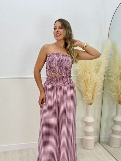 Conjunto vichy granate