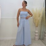 Conjunto vichy celeste