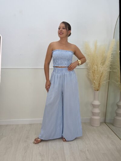 Conjunto vichy celeste