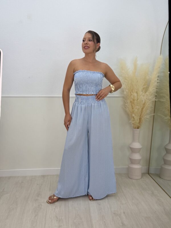 Conjunto vichy celeste
