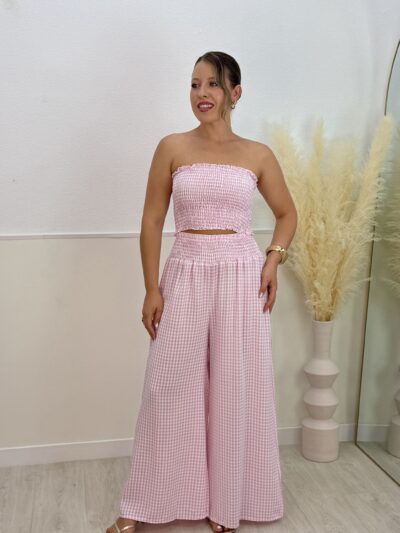 Conjunto vichy rosa