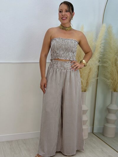 Conjunto vichy taupe