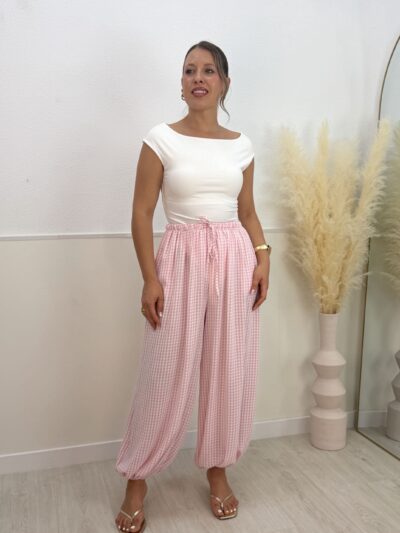 Pantalón vichy rosa