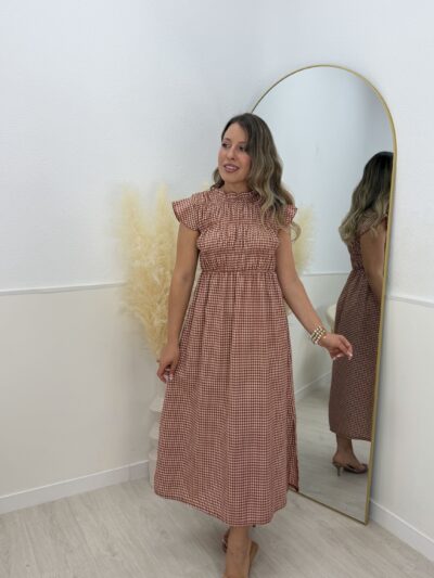 Vestido vichy marrón