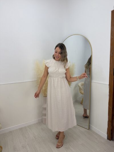 Vestido vichy beige