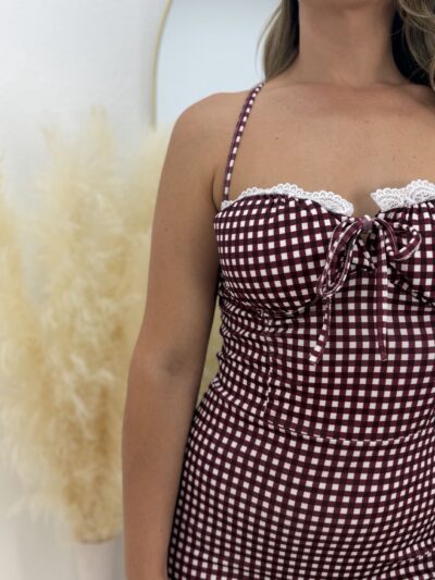 Vestido Vichy granate