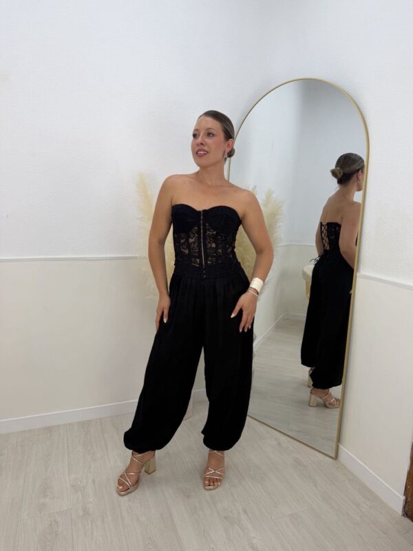 Pantalón Bombacho floral negro