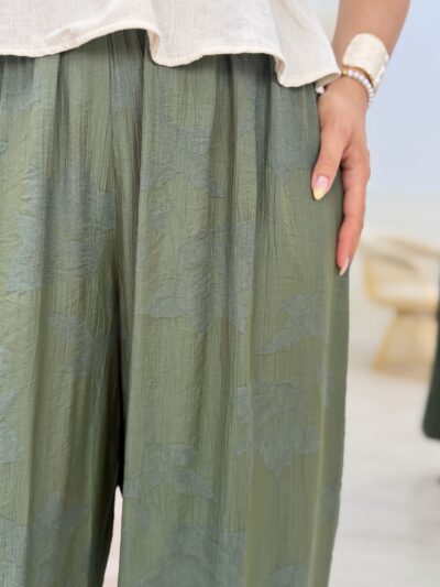 Pantalón bombacho floral verde