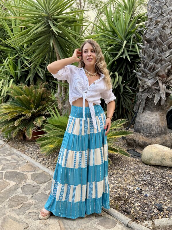 Falda boho celeste