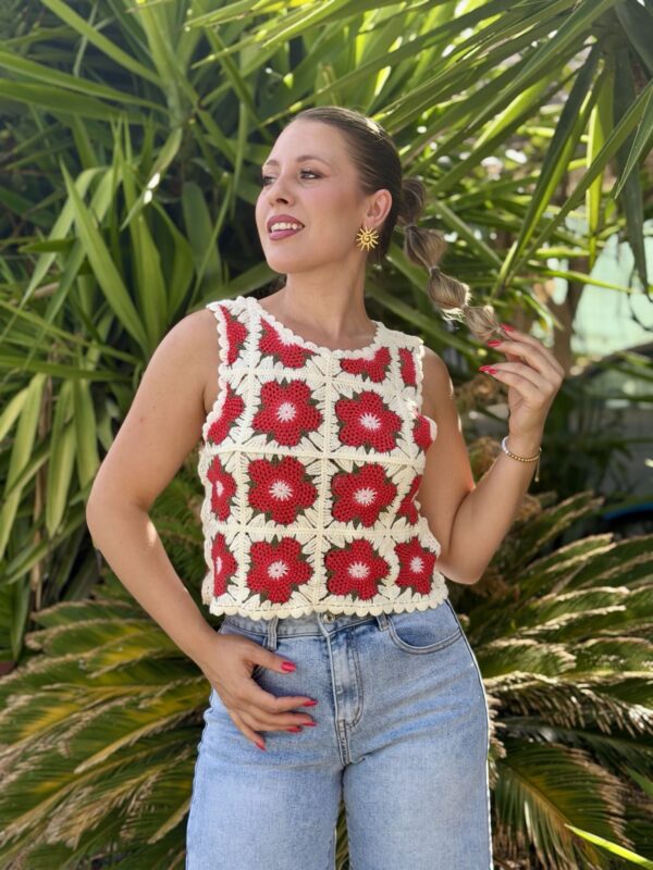 Camiseta flor rojo