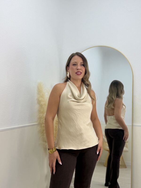 Top halter satinado beige - Imagen 3