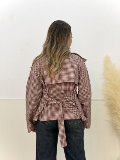 Gabardina cuadros granate