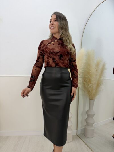 Falda polipiel chocolate