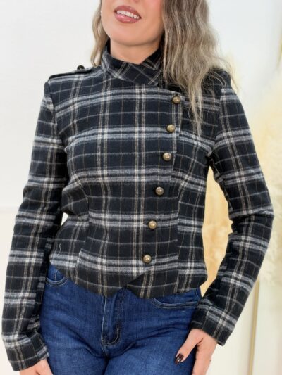 Chaqueta Napoleón cuadros gris oscuro